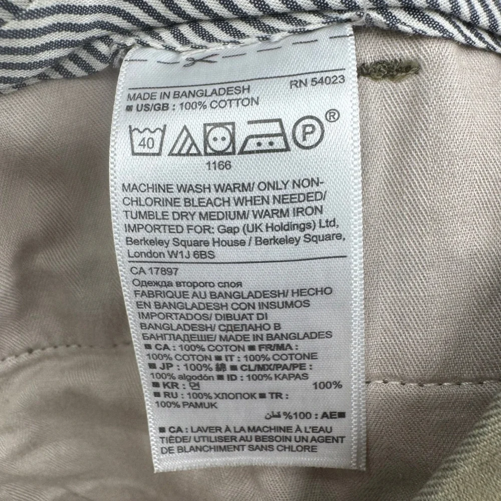 Banana Republic Aiden Chino Pants Mens 38x32 Olive Green Khaki Slim Fit Cotton
